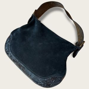 Danier Leather Black Etched Hobo Bag